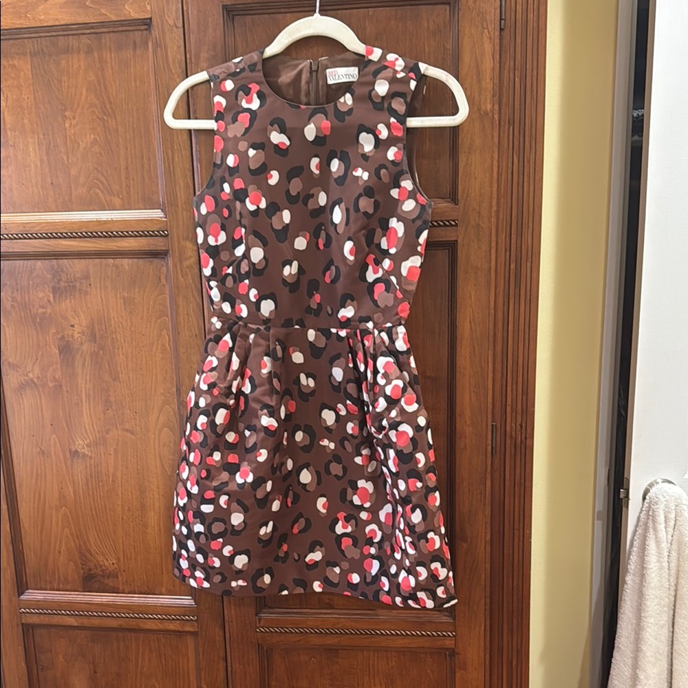 RED Valentino Fit and Flare Mini Dress Brown and Red